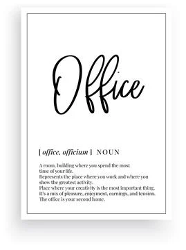 Office definition, vector. Minimalist poster design. Wall decals Stock Illustration