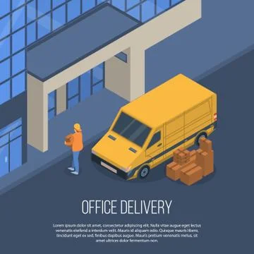 Office delivery concept background, isometric style Illustration