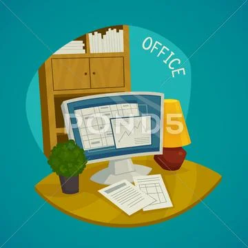 Office Design Concept Set Stock Illustration
