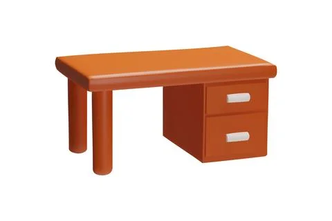 Office desk 3D vector illustration icon Stock Illustration