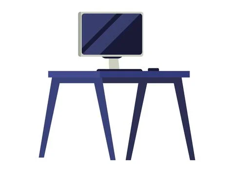 Office desk and computer Ilustración de archivo