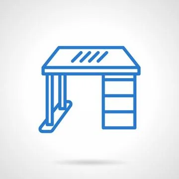 Office desk blue line vector icon Stock Illustration