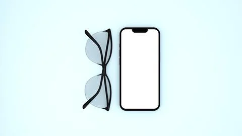 Office desk composition with mobile phone with blank screen and glasses for.. Stock Illustration