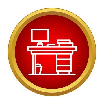 Office desk with computer and documents icon Illustrazione stock