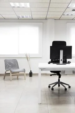 Office desk with computer arrangement Stock Photos