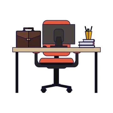 Office desk with computer Stock Illustration
