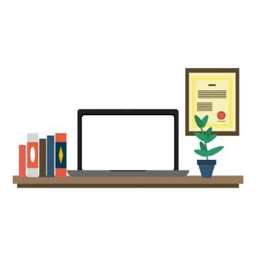 Office desk with computer Stock Illustration