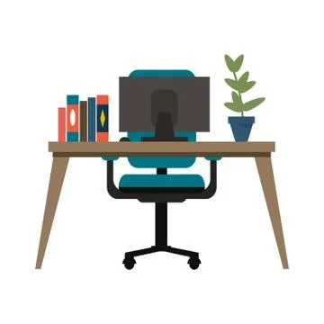 Office desk with computer Stockillustratie