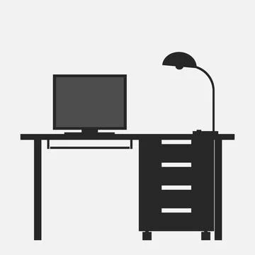 Office desk with a computer Stock Illustration