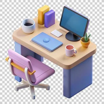 Office-desk-with-computer - notebooks - and-coffee-c Stock Photos