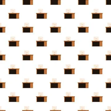 Office desk with computer pattern on white background イラスト素材