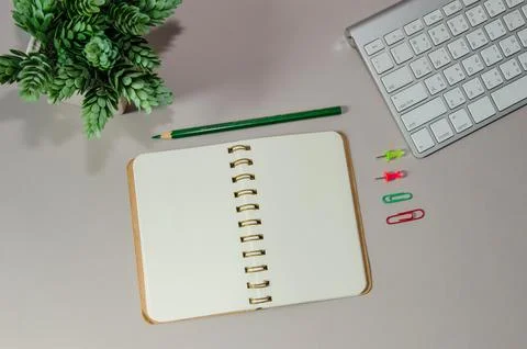 Office desk with computer Stock Photos
