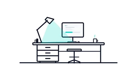 Office Desk Computer Progress Bar Animation, Work Productivity Video Stock Footage 347086994