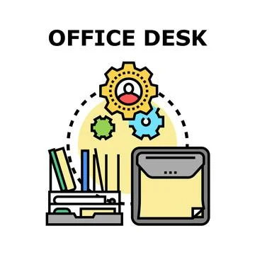 Office desk with document management and workflow concept Stock Illustration