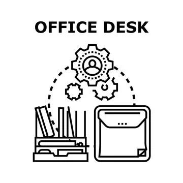 Office desk with document management and workflow concept Stock Illustration