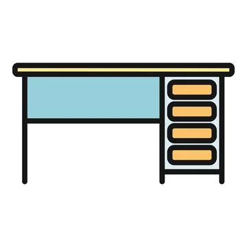 Office desk with drawers flat design icon Stock Illustration