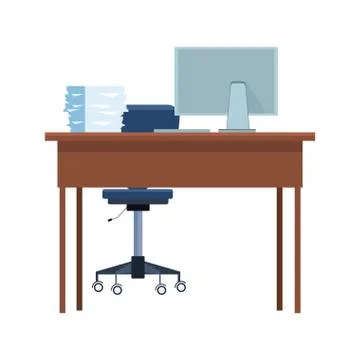 Office desk icon, flat design Stock Illustration