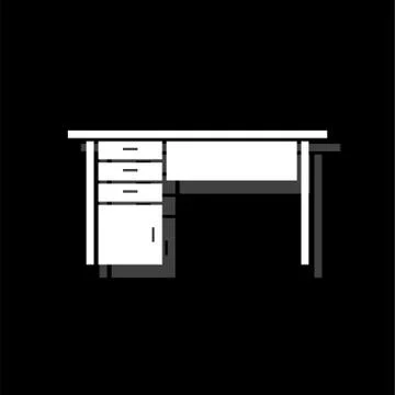 Office desk icon flat Stock Illustration