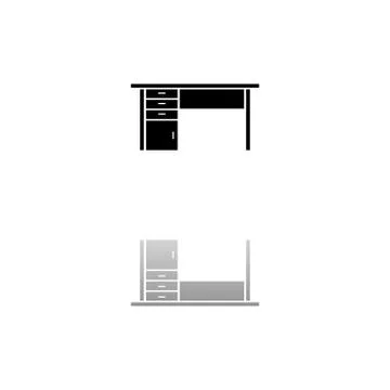 Office desk icon flat Stock Illustration