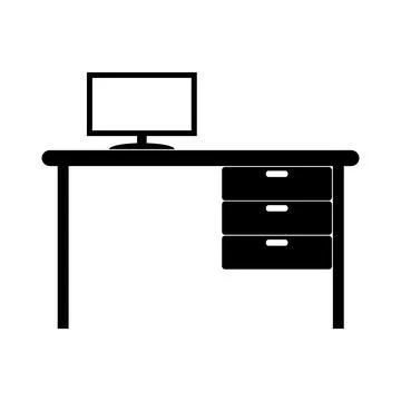 Office desk icon Stock Illustration