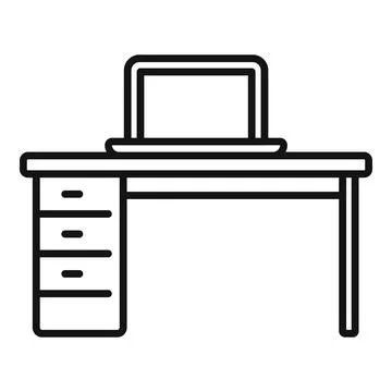 Office desk icon outline vector. Sit posture Stock Illustration