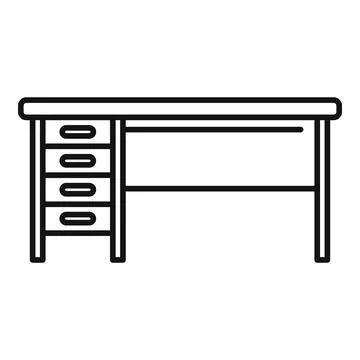 Office desk icon outline vector. Sit posture Stock Illustration