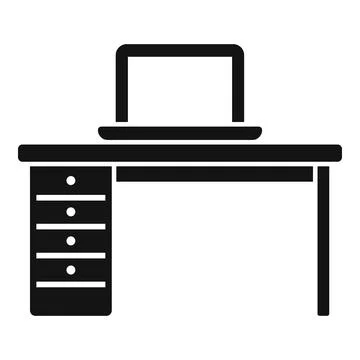 Office desk icon simple vector. Sit posture Stock Illustration