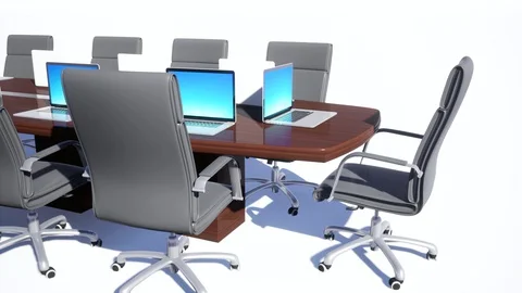 Office desk. Laptop on office table. 3d illuistration Stock Footage 129750103