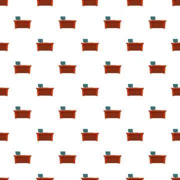 Office desk with laptop seamless pattern background イラスト素材
