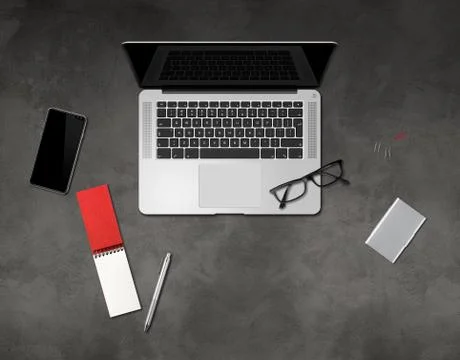 Office desk mockup top view Stock Illustration