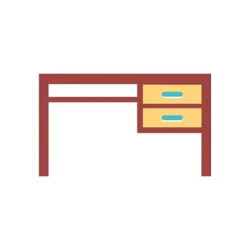 Office desk or table with office chair and computer. Stock Illustration. Stock Illustration