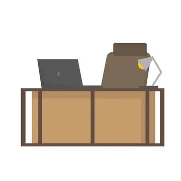 Office desk or table with office chair and computer. Business interior elements イラスト素材