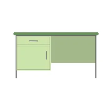 Office desk or table on white background. Vector illustration in trendy flat Stock Illustration