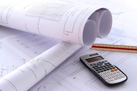 An office desk with the project papers Stock Photos