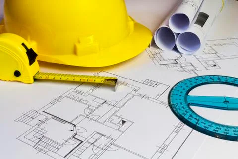 An office desk with the project papers Stock Photos