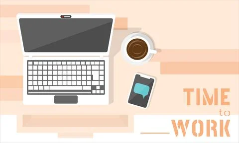 Office desk with quote time to work and copy space area Stock-Illustration