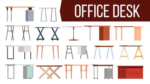 Office Desk Set . Home Table. Office Creative Modern Desk. Interior Table 스톡 일러스트