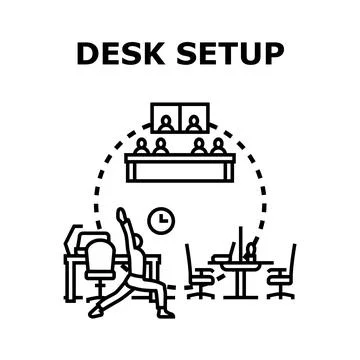 Office desk setup promoting wellness in work Stock Illustration