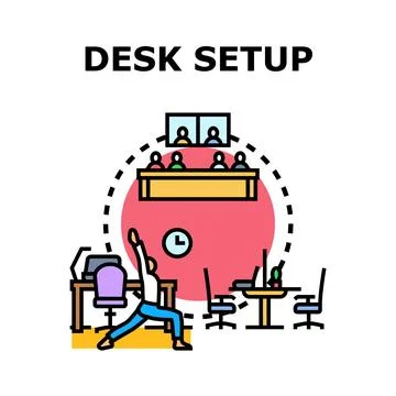 Office desk setup promoting wellness in work Stock Illustration