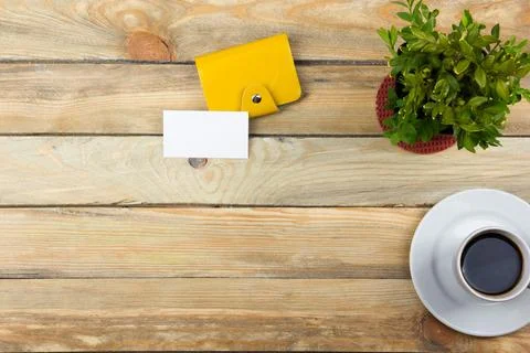 Office desk table with computer, pen and a cup of coffee, lot of things. To.. Stock Photos