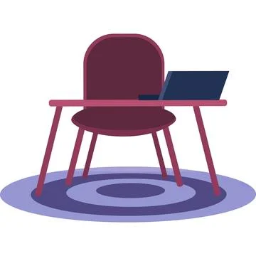 Office desk table with computer for work flat icon Stock Illustration