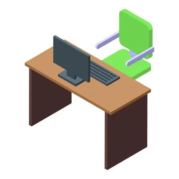 Office desk table icon isometric vector. Computer office workplace 스톡 일러스트