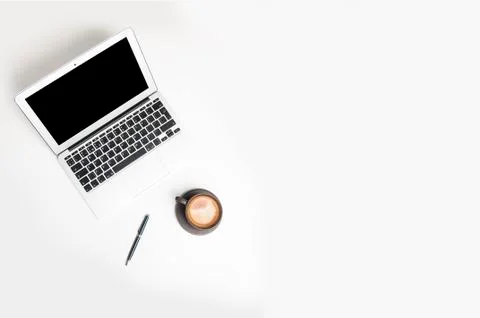 Office desk table with laptop computer Stock Photos