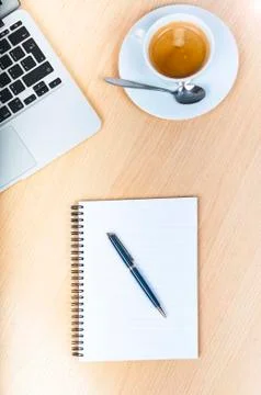 Office desk table with laptop computer Foto stock