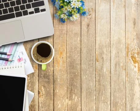 Office desk table with laptop computer Stock Photos