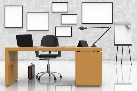 Office desk text space -3D illustration 스톡 일러스트