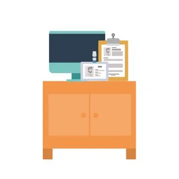 Office desk with white background 스톡 일러스트