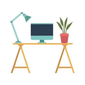 Office desk with white background 스톡 일러스트