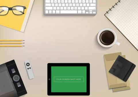 Office desk ,working on  table. Stock Illustration