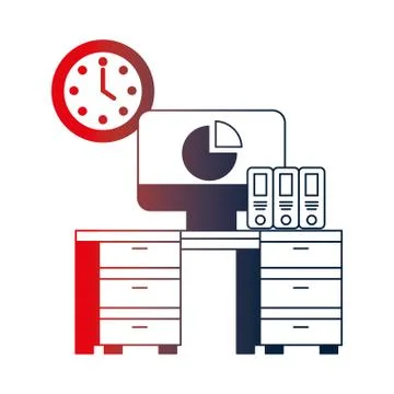 Office with desk workplace Illustrazione stock